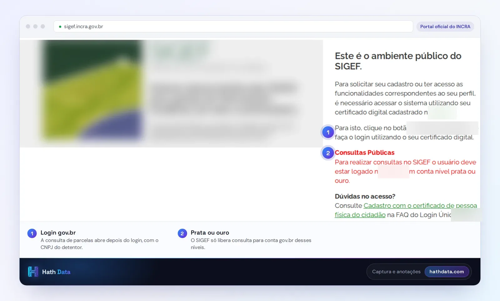 Tela pública do SIGEF com o aviso de que as consultas exigem login gov.br prata ou ouro